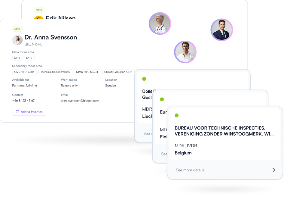 Notified Bodies & Experts Directory interface